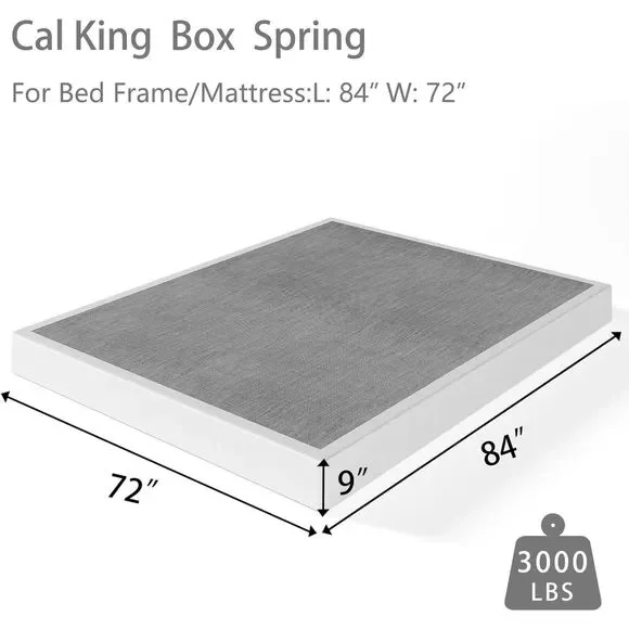 Aardhen 9 Inch High Profile California King Box Spring Strong Metal Frame